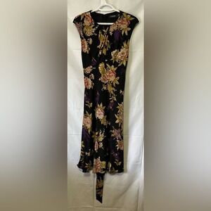 NWT Lauren Ralph Lauren Floral Midi Dress - Moody Botanical Dark Romance Size 8